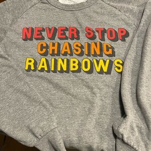 Aviator Nation Gray Never Stop Chasing Rainbows Crew Size S